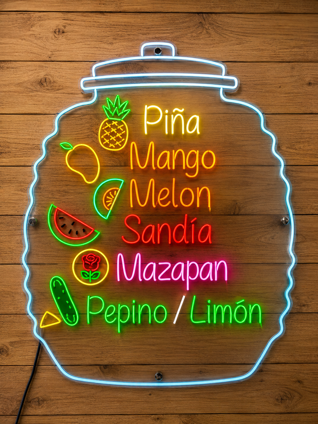 Aguas Frescas neon sign